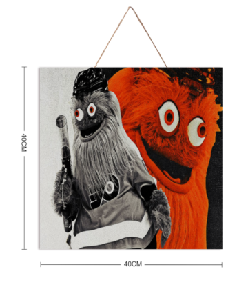Gritty Mascot WoodenTag Wooden Banner 16" x 16" Home Decoration Hanging Wooden Sign