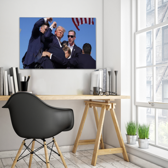 Trump rally shooting wall art Pennsylvania Trump rally aftermath print Historic event wall art High-quality canvas print Trump rally Emotional moment wall art